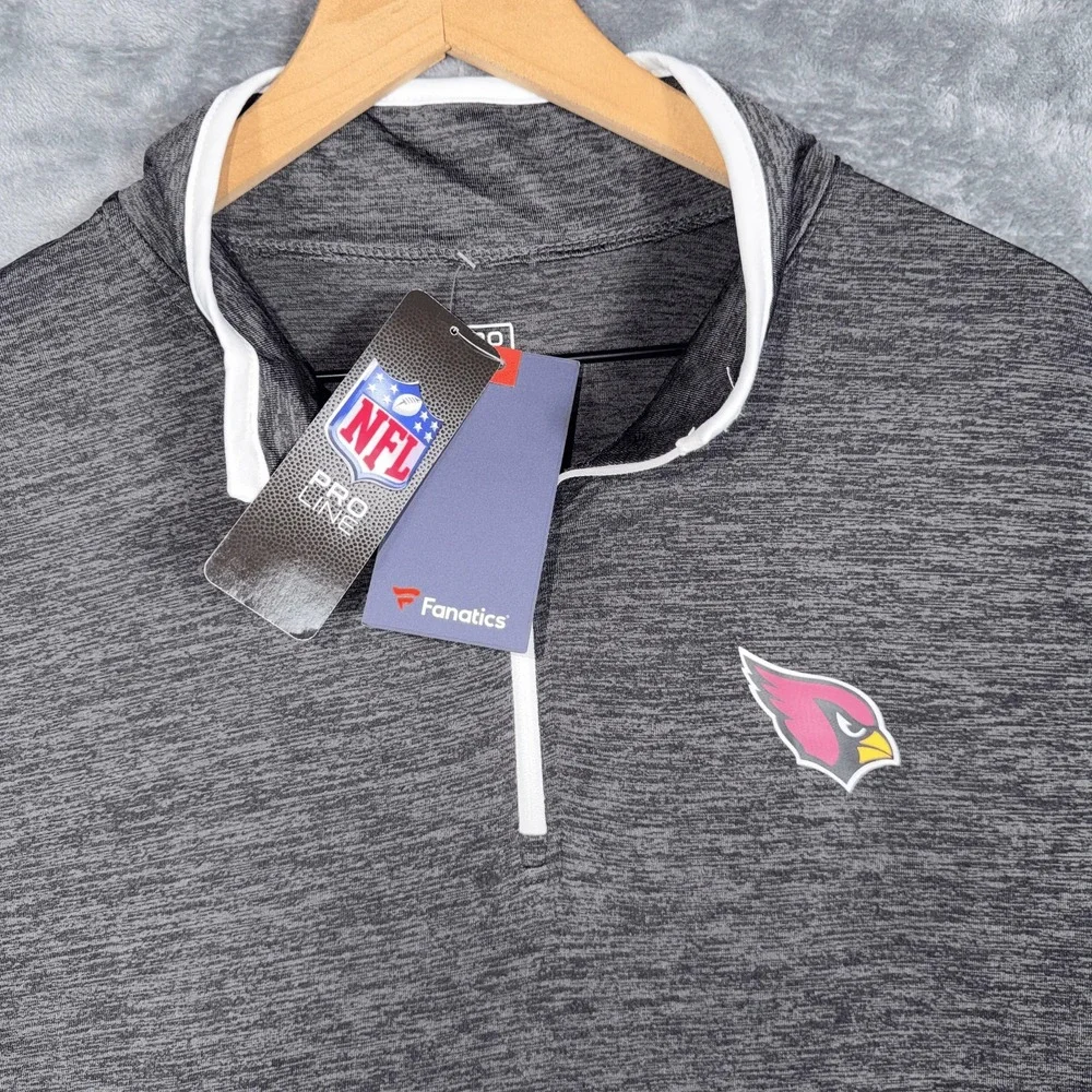 Arizona Cardinals Fanatics Mens 1/4 Zip Pullover‎ L Gray NFL Pro Line NWT